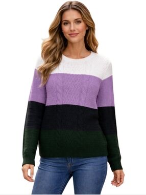 Croft & Barrow Multi color Knit Sweater 100% Cotton Size L